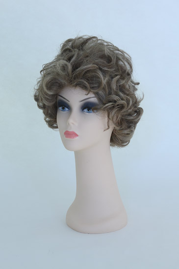 Short Curly Light Brown Bouffant Wig $5