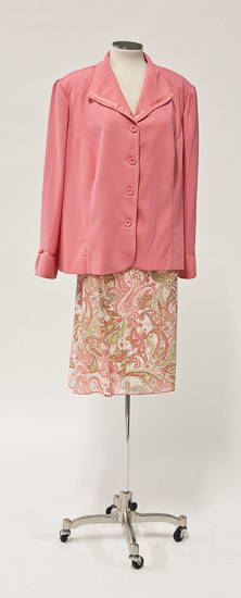 Peach Paisley Skirt and Blazer (Size 42)  $10