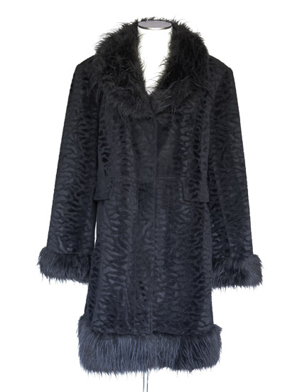 Black Fluff-Collared Short Dress Coat $10