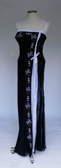 Long Black Dress with White Side Inlay $15
