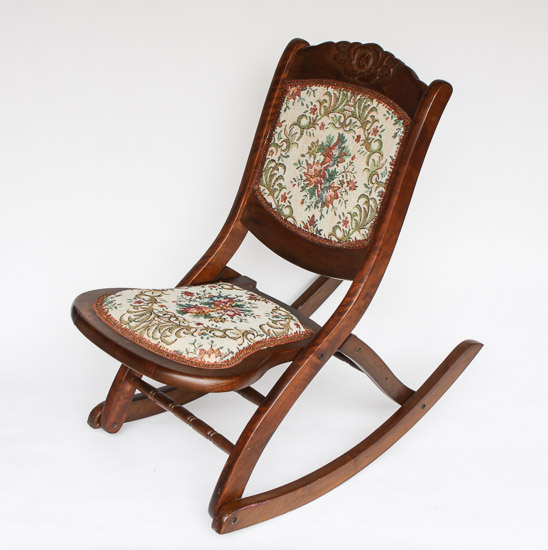 Folding Rocking Chair with Floral Embroidery  $15