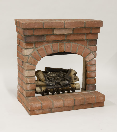 Brick Fireplace with Electric Logs & Grate $65