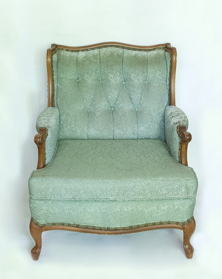 Light Green French Provincial Armchair $45