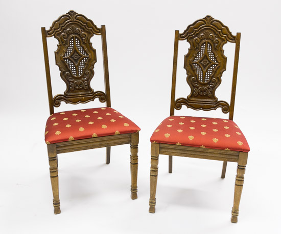 2 Side Chairs with Red Seat /Carved Back   $20 Each