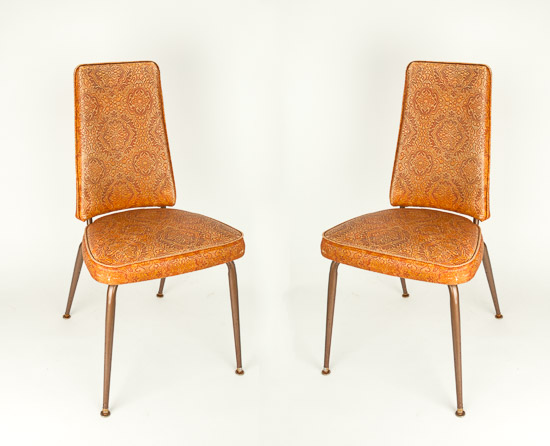 4 Mid-century Orange Vinyl Chairs  $12 Each & Kitchen Table  $35