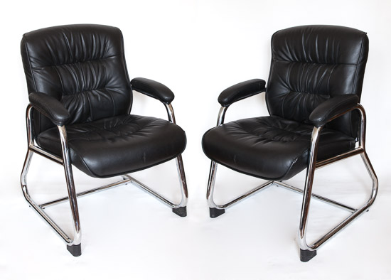 Black/Chrome Leather Chairs (2)  $35 each