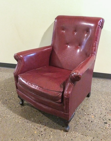 Antique Red Leather Armchair $60