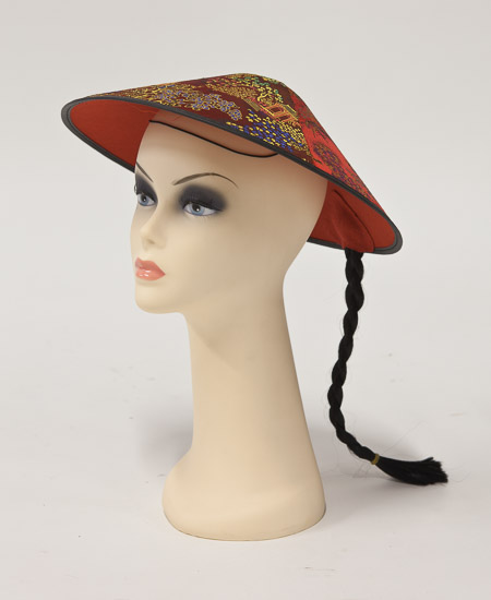 Red Oriental Hat with Braid $5
