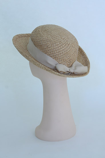 Straw Hat with Beige Ribbon Bow $4
