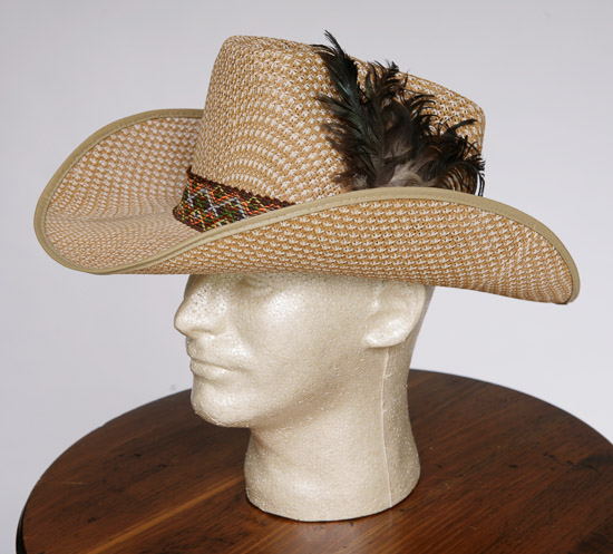 Straw Cowboy Hat w/Feathers $5