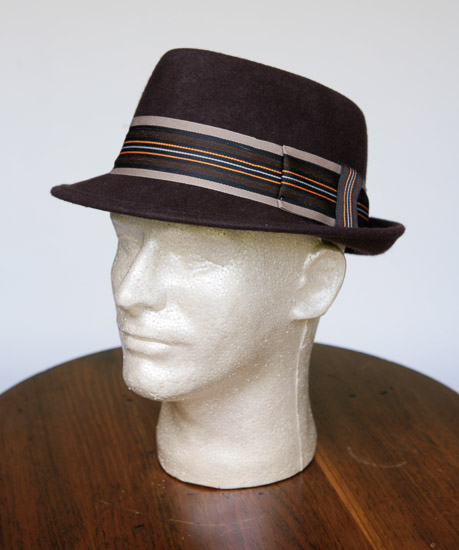Dark Brown Men's Dress Hat w/Striped Band $5
