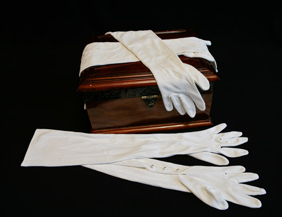 White Elbow Length Gloves $5