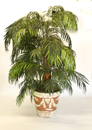 8' Full Palm Tree in Cream/Rust Planter $30