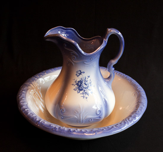 Blue and White Pitcher-Washbowl $15