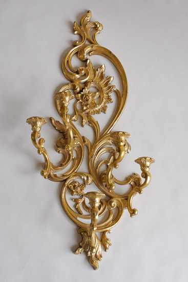 Gold Plastic Ornate Wall Sconce $8