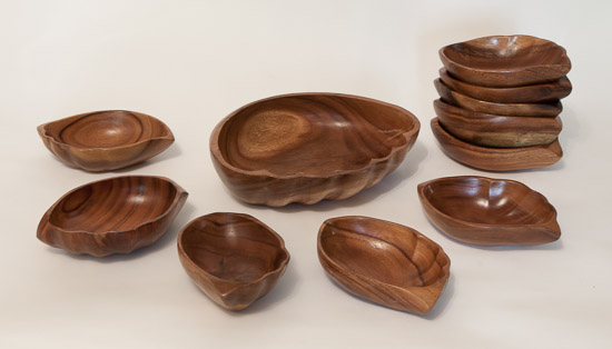 Set of Wooden Shell Bowls $15