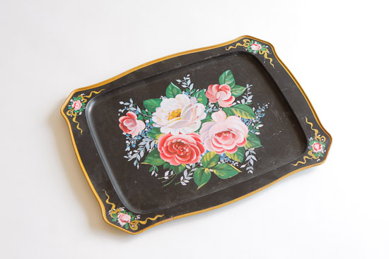 14x18 Black Floral Tray $5