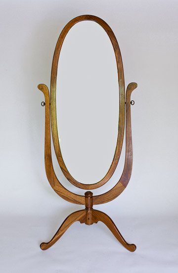 Oval Oak Floor Mirror $35