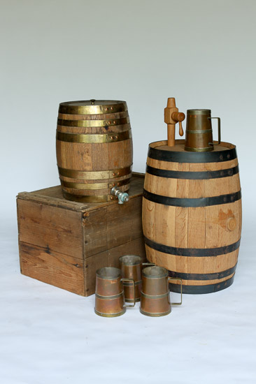 Barrels and Copper Steins (Crate not included) - $75