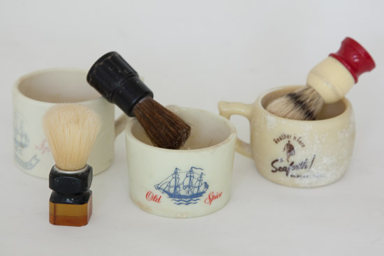 Vintage Shaving Brush and Mug Assortment         $10 Each Set
