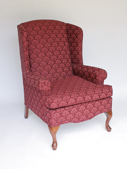 Queen Anne Style Maroon Scallop Design Armchair $35